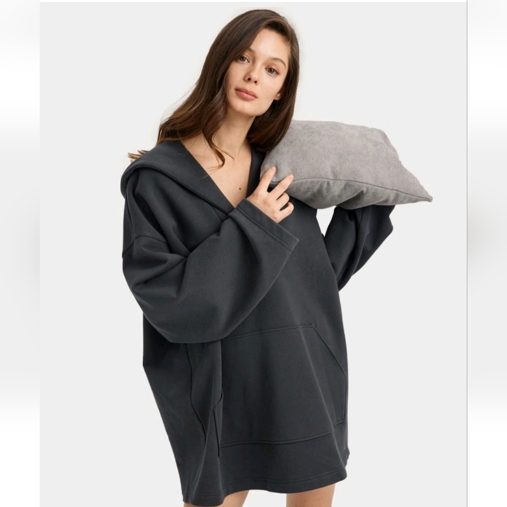 Nap‎ Loungewear Baggy Tunic Hoodie in Charcoal